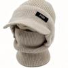 Cold Proof Brimmed Knitted Balaclava Polyester Fleece Lined Winter Knit Balaclava  For Men