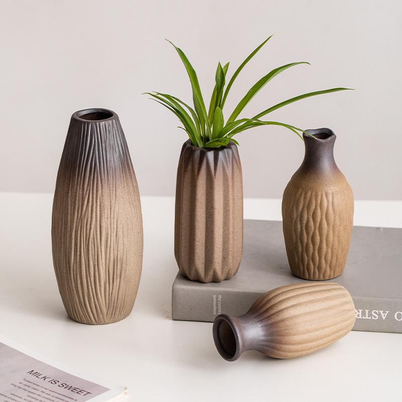 Retro Ceramic Vase for Dry Flowers & Green Plants - Living Room & Study Decor