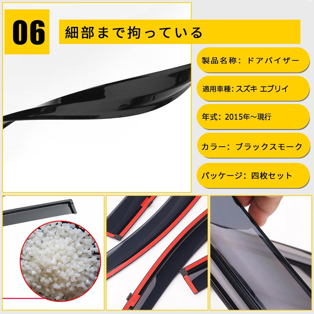 YORKNEIC Side Susuki for Every Wagon and Every Van Door and Window Visors with Strong Mud Sun and Rain Custom Exterior Set of 4 Visors, (Japanese