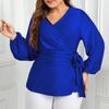 Women's Tie Tops Long Sleeve Loose Tie Plus Size Shirt