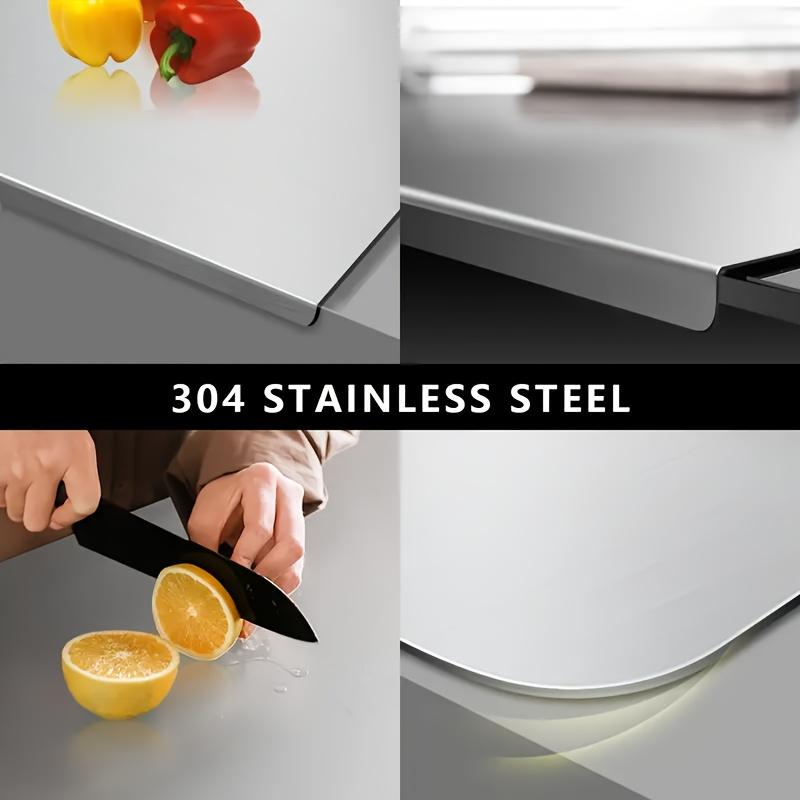 Extra Large Stainless Steel Rolling Chopping Board Double-Sided, Durable Kitchen Countertop Protector for Home Cooks, Culinary Chopping Board