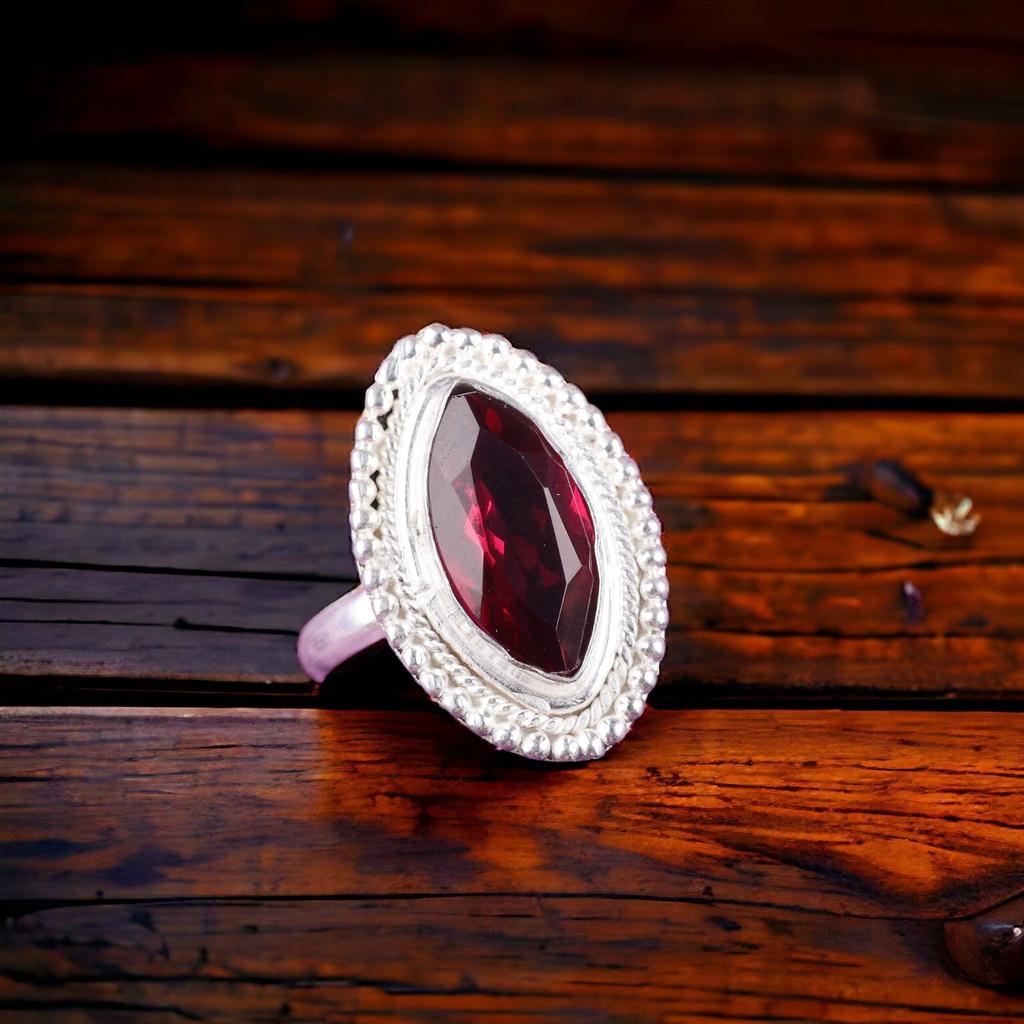 Pink Rubellite Gemstone 925 Sterling Silver Stylish Jewelry Wedding Ring For Her RR-26-12
