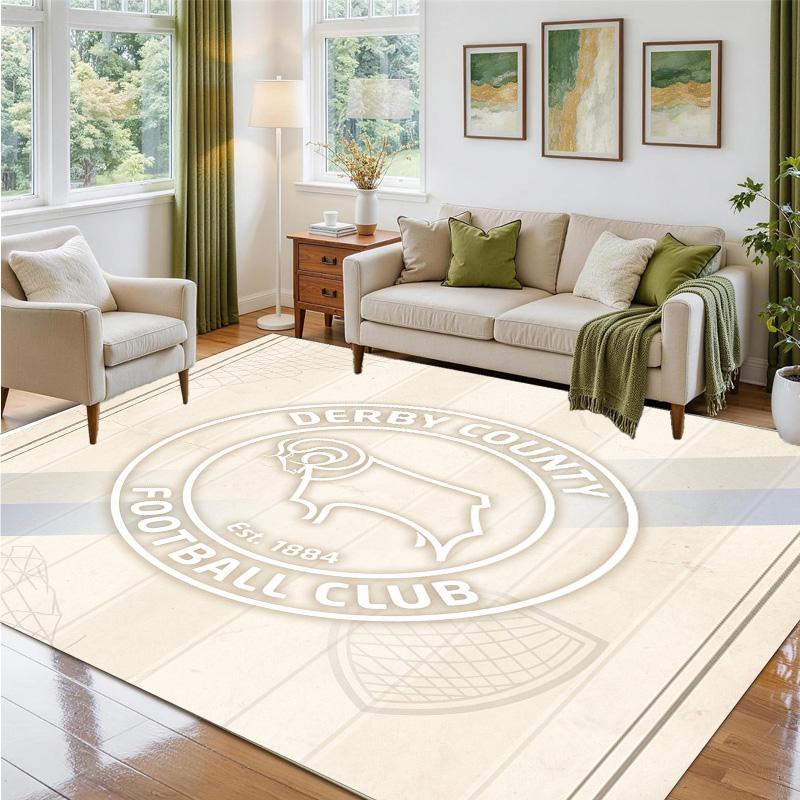 Derby County Design Crystal Velvet Rug Soft Decorative Mat for Bedroom Entrance