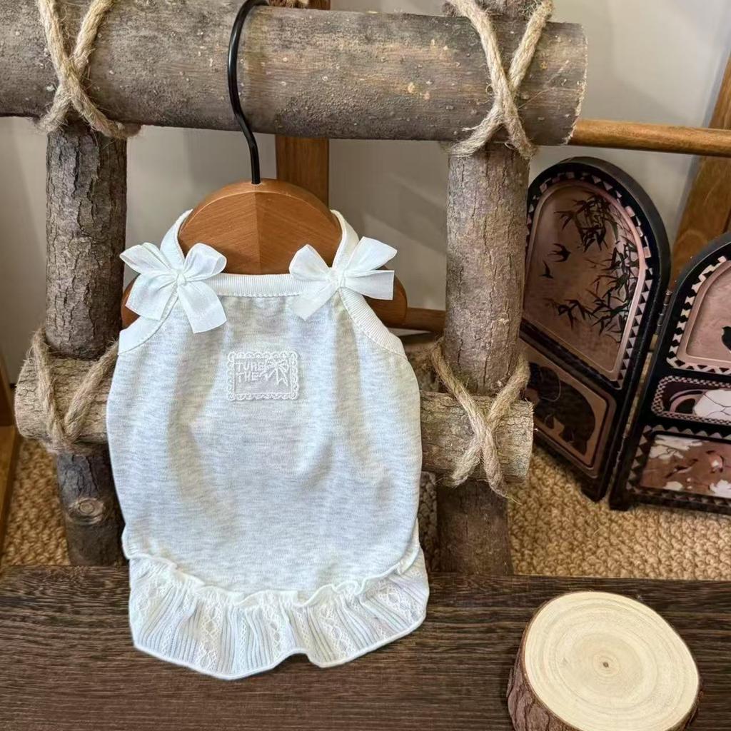 Pet Cat Bow Skirt Cute Teddy Small and Medium Sized Dog Hanger Tank Top Dog Dresses for Small Dogs Puppy Clothes