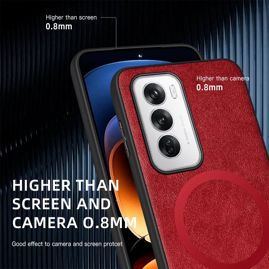 For OPPO Reno 12 12 Pro PU Leather Magnetic Ring Soft Edge Anti-Drop Anti-Fingerprint Phone Case