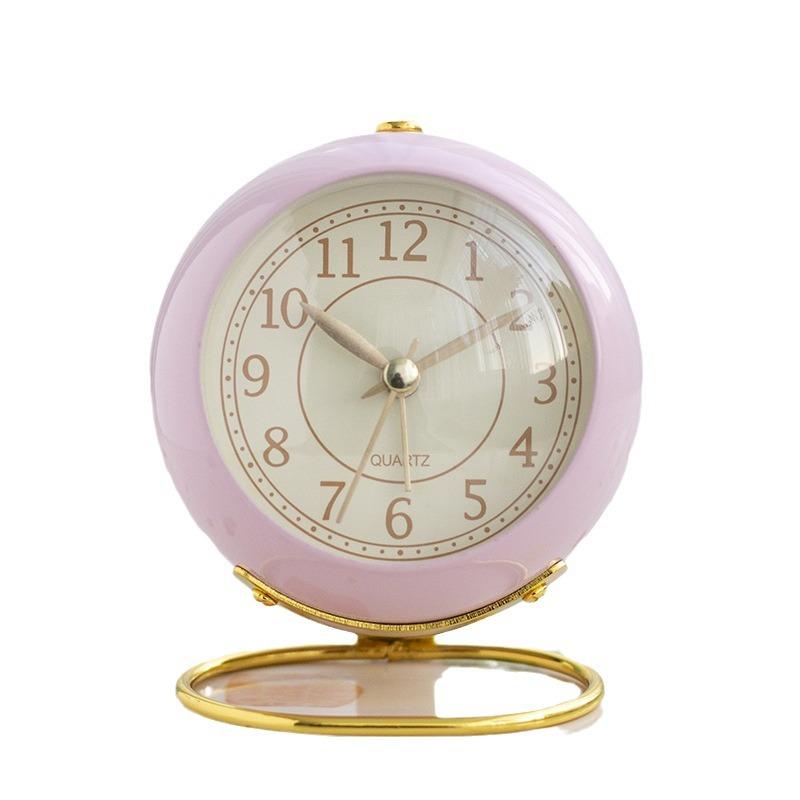 Metal Alarm Clock Creative Mute Children's Electronic Alarm Clock Simple Living Room Bedroom Student Luminous Clock Table