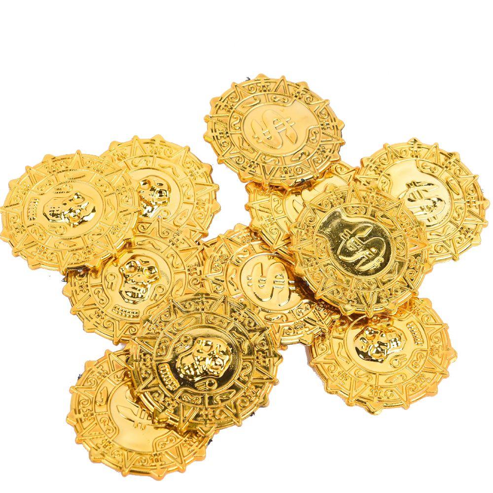 50pcs Prop Favors Decorations Pirate Gold Coins Game Coin Skull Halloween Party