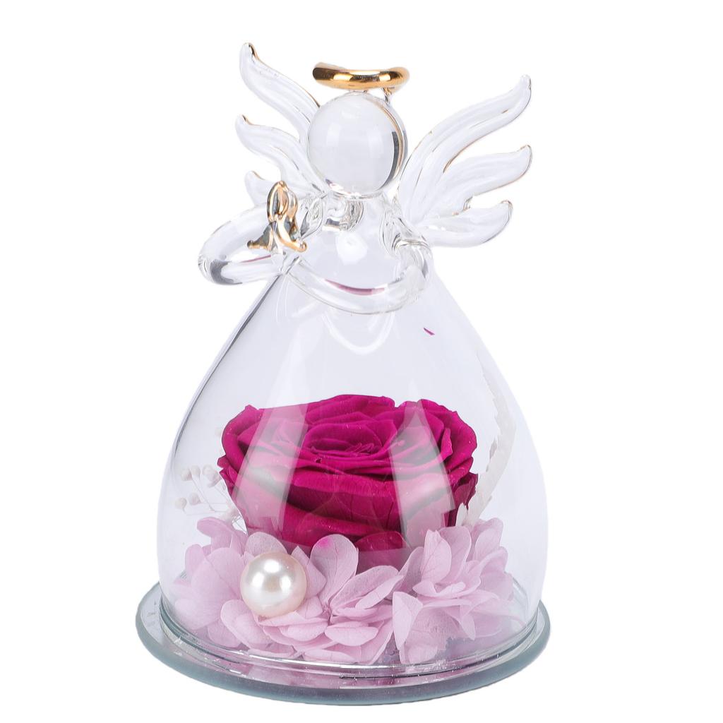 Eternal Flower in Glass Dome for Women Forever Real Preserved Rose for Valentine Anniversary Birthday Gift Purple