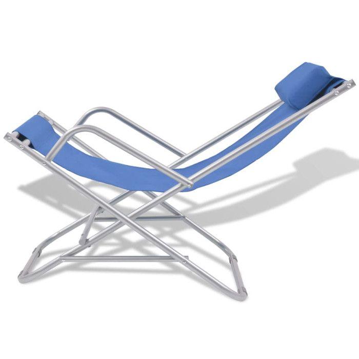 VidaXL 2x Chaises Inclinables de Terrasse Bain de Soleil de Jardin Transat de Patio Chaise Longue de Terrasse Plage Camping 42935