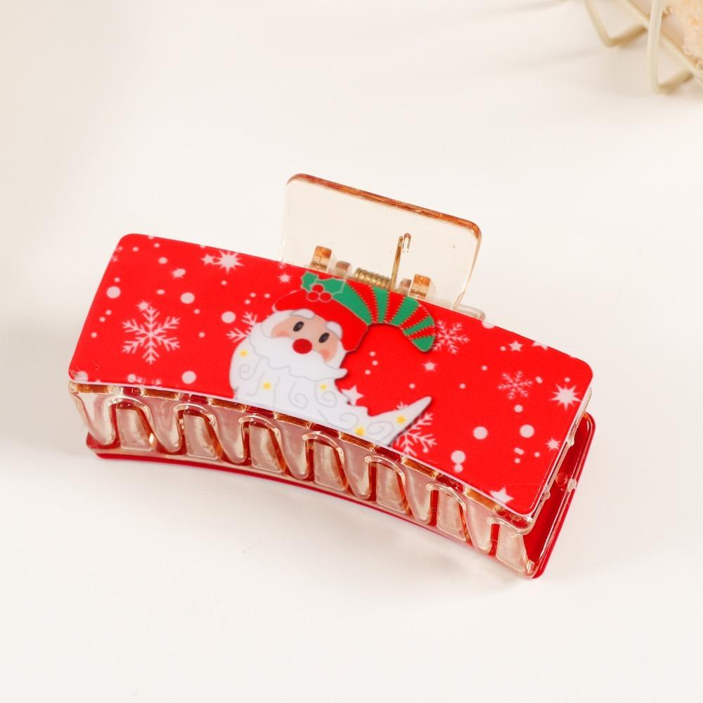 1pc Cute Festive Christmas Hair Claw Clips Claus Snowflake Prints Acrylic Perfect Hair Accessories Xmas Parties Holiday Styling