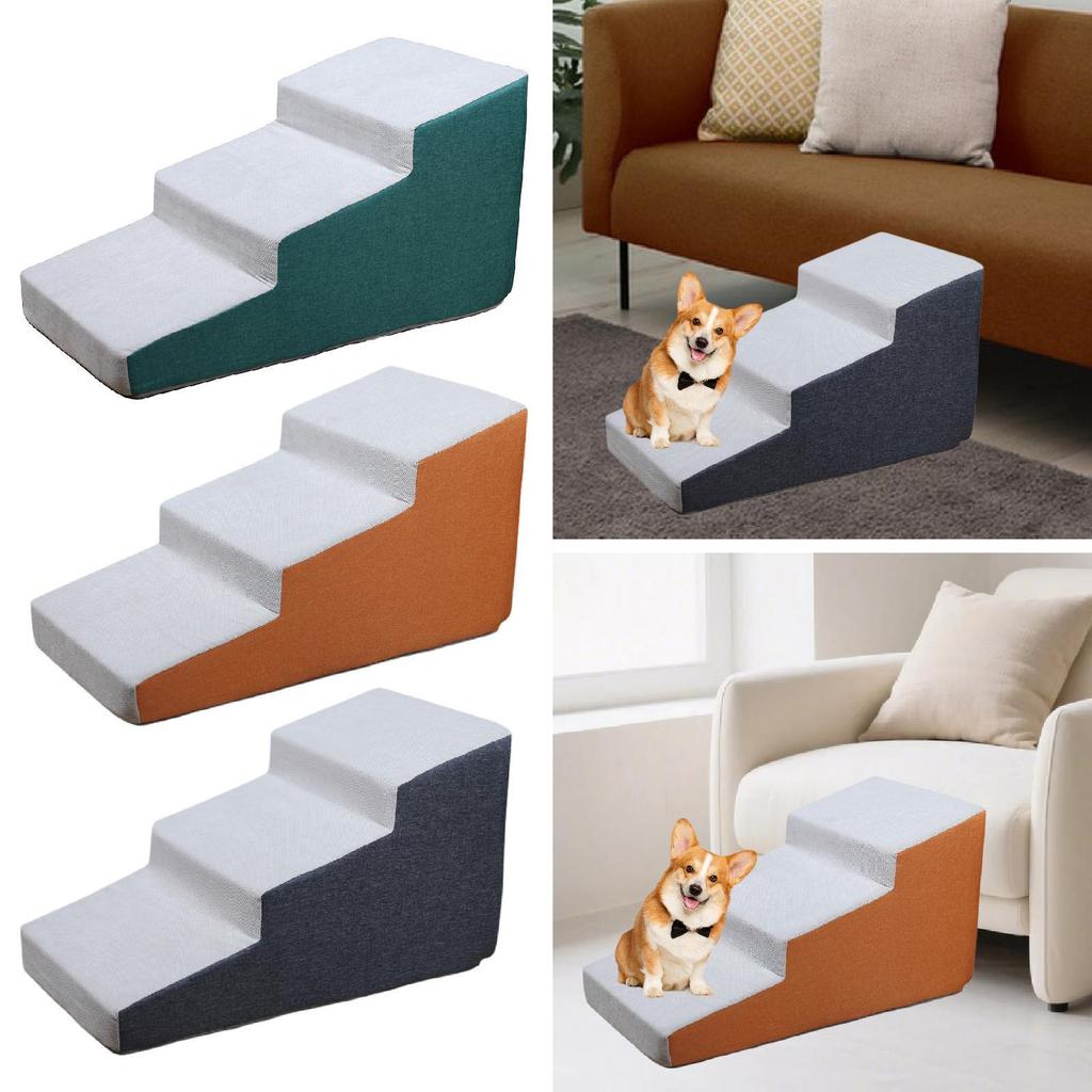 Dog Stairs Ramp Sponge Cloth Anti Slip Folding Steps Indoor Pet Ladder for Older Dogs and Cats High Bed Sofa Access