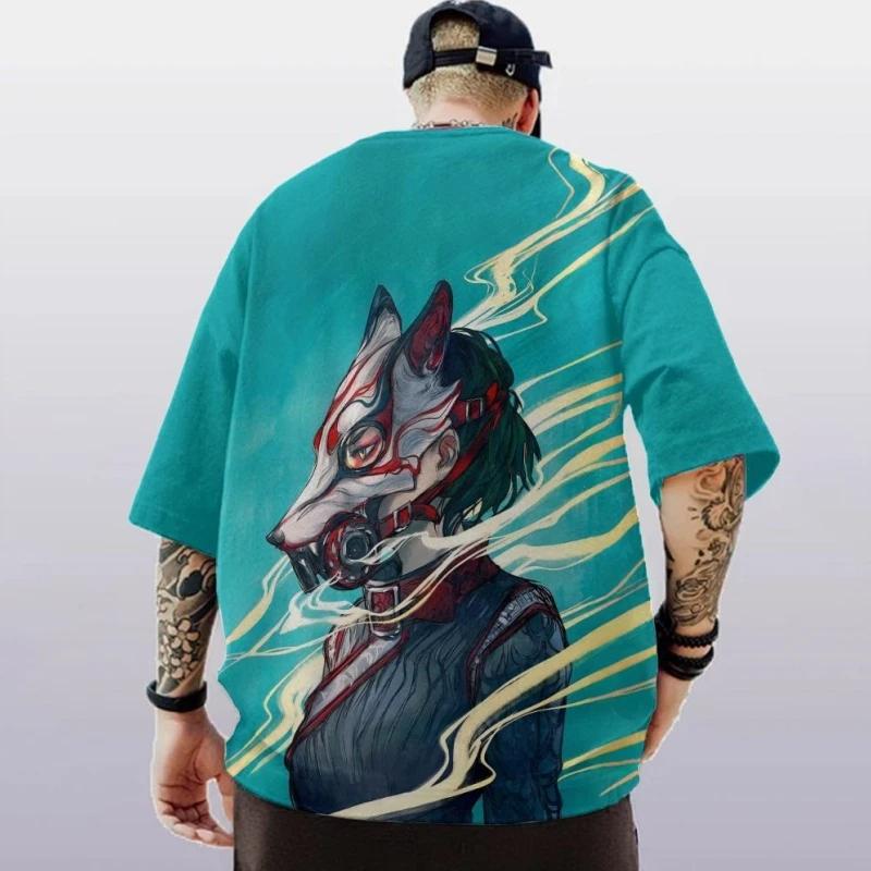 Summer men's 3D printed trendy anime character T-shirt