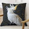 1Pc Sulphur-Crested Cockatoo Decorative Pillow Cover, 18"X18" - Vibrant White Cockatoo With Golden Crest Design, Traditional Sty