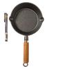 ZISIZ Cast Iron Frying Pan with Wooden Handle