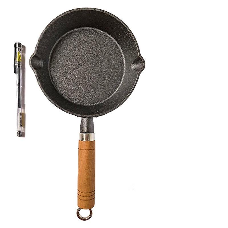 ZISIZ Cast Iron Frying Pan with Wooden Handle