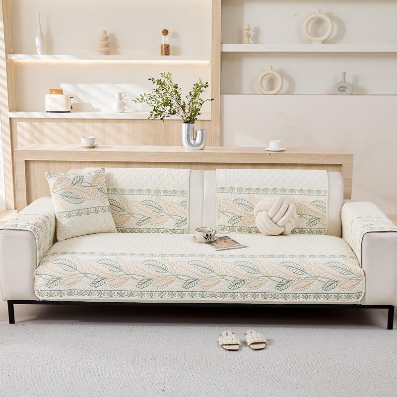 Pure Cotton Sofa Cushion Universal In All Seasons  New Fixed Non-Slip Cover Light Luxury High-End Feeling Cloth Towel Seat Cushion