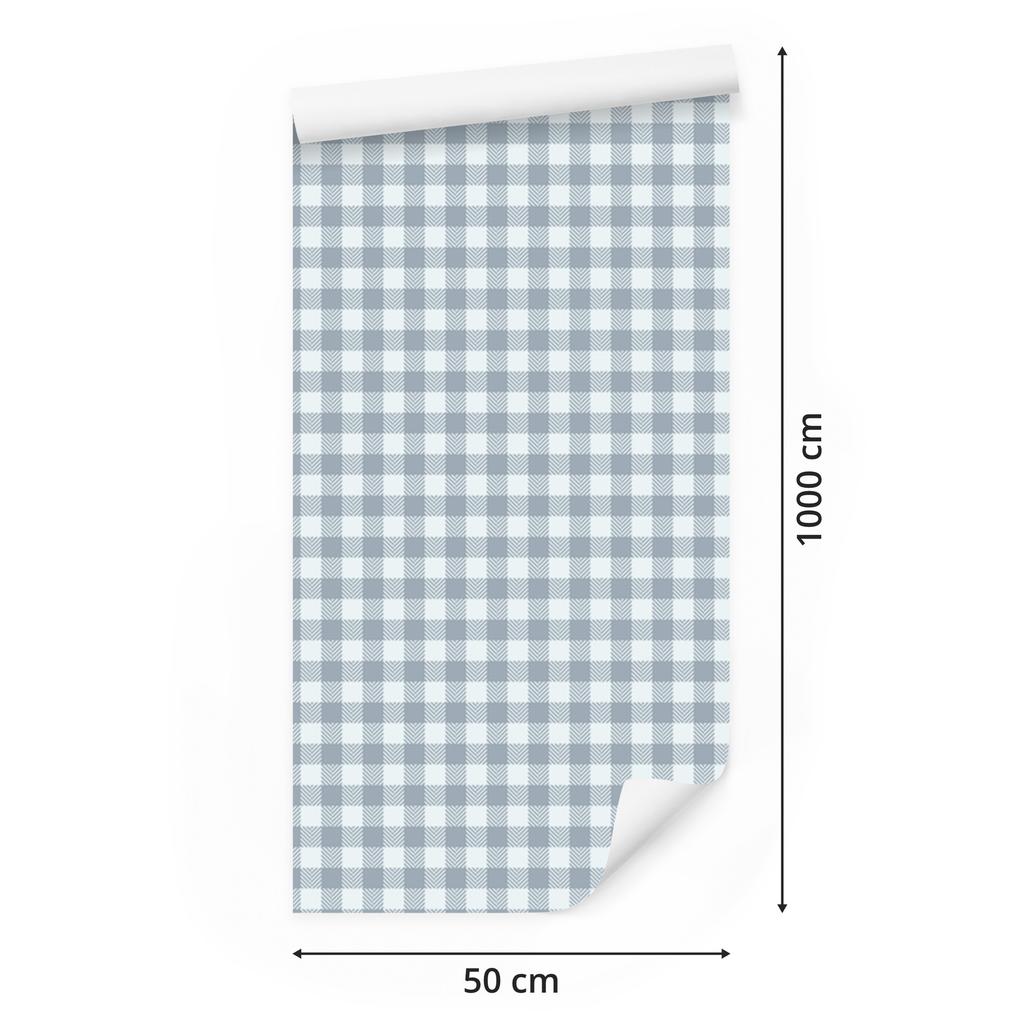 Wallpaper Fabric Pattern Light Gray, White and Blue 50x1000