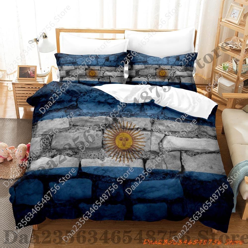 Kpop Cool Argentina Flag Bedding Set Single Twin Full Queen King Size Bed Set Adult Kid Bedroom Duvetcover Sets 3D Print Bed She