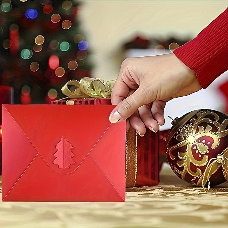 5pcs Christmas Exclusive Envelopes, A4 Thick Paper Envelopes with Christmas Tree Buckle,Suitable for Christmas Party Invitation