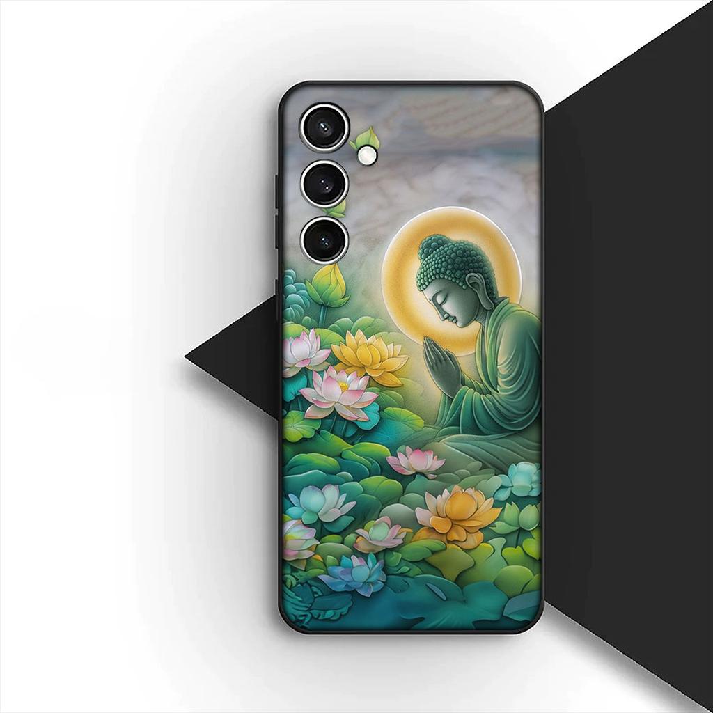 Lord Buddha Lotus Flower Light Phone Case for Samsung Galaxy S24 S25 S23 FE Ultra Plus S7 Edge S25+ S23+ A56 5G Protective Cover