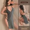 Erotic Underwear, Sexy and shiny Silver thread cutout, nightclub slit dress, women's hot uniform, Seductive pajamas 8709
