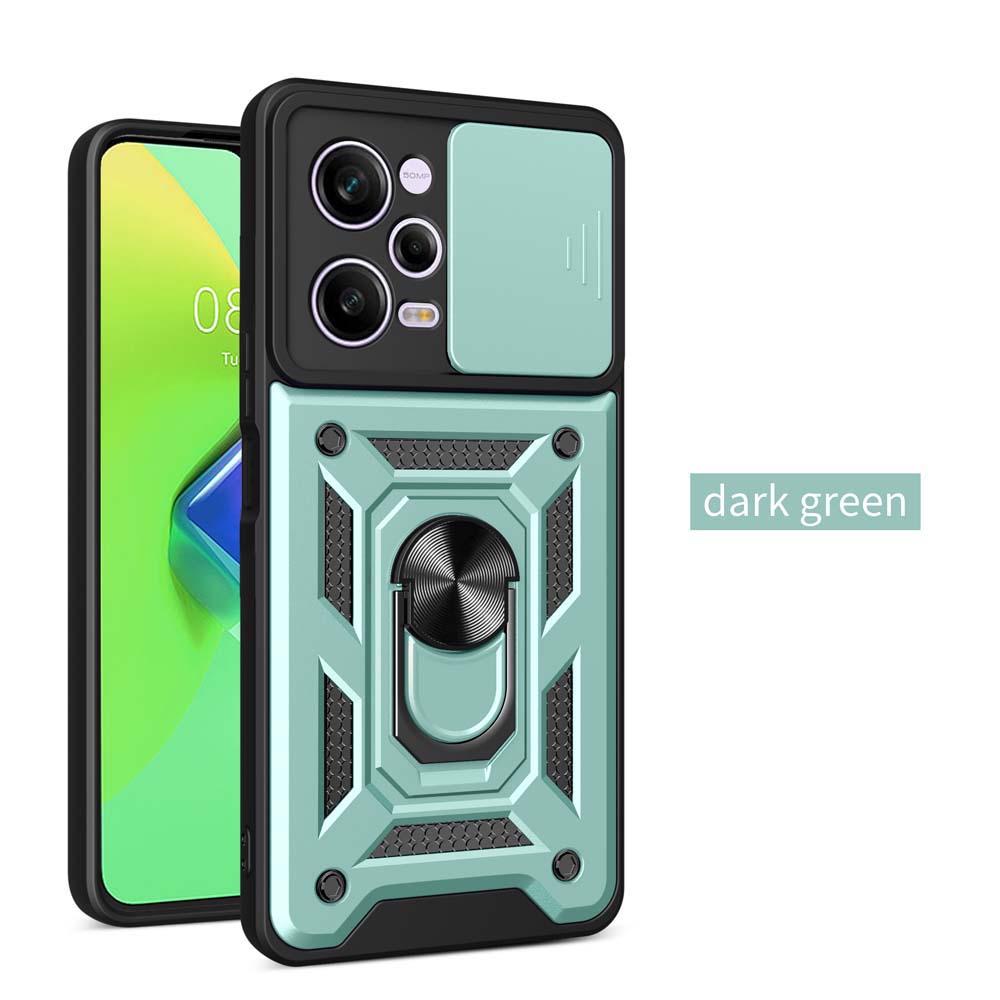 Case For Redmi Note 11 12 13 Pro +/Note 11 12 13 11s 12s 10C 12C 13C Slide Camera Protector 360 Ring Armor PC Hard Cover