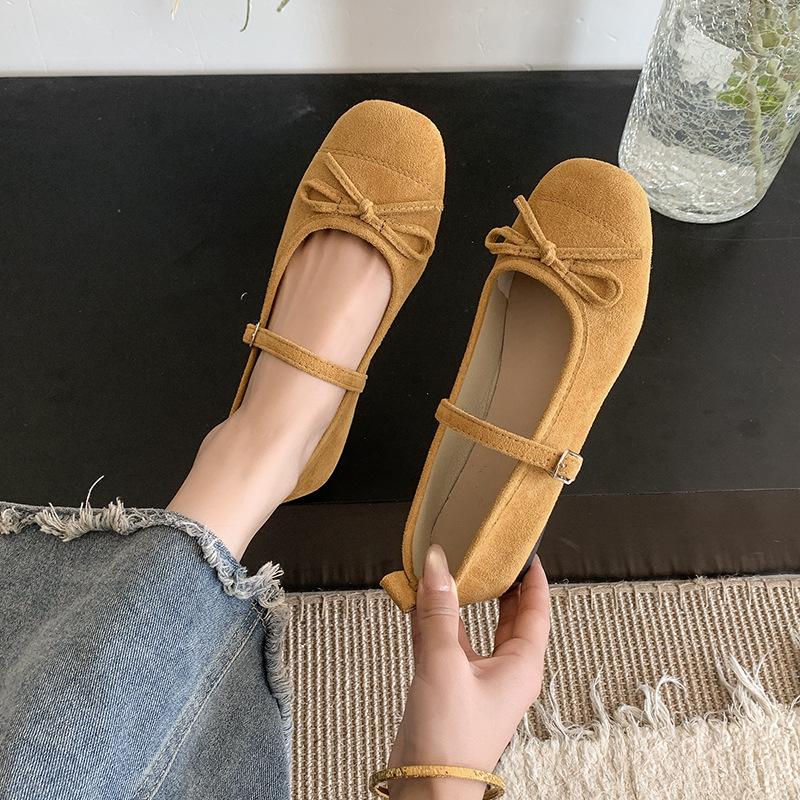 

Туфли на плоской подошве Мэри Джейн, женские туфли, новинка весны и осени 2025 года, красивые нежные вечерние туфли, балетки с квадратным носком 40 жёлтый