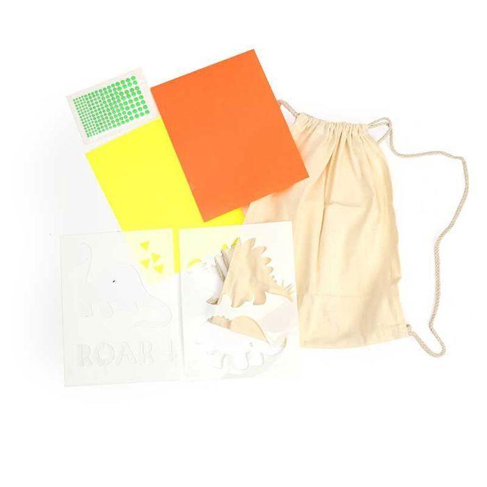 Kit DIY - GRAINE CREATIVE - Sac dinosaure - Flex thermocollant - Gabarits papier - Métal fluo