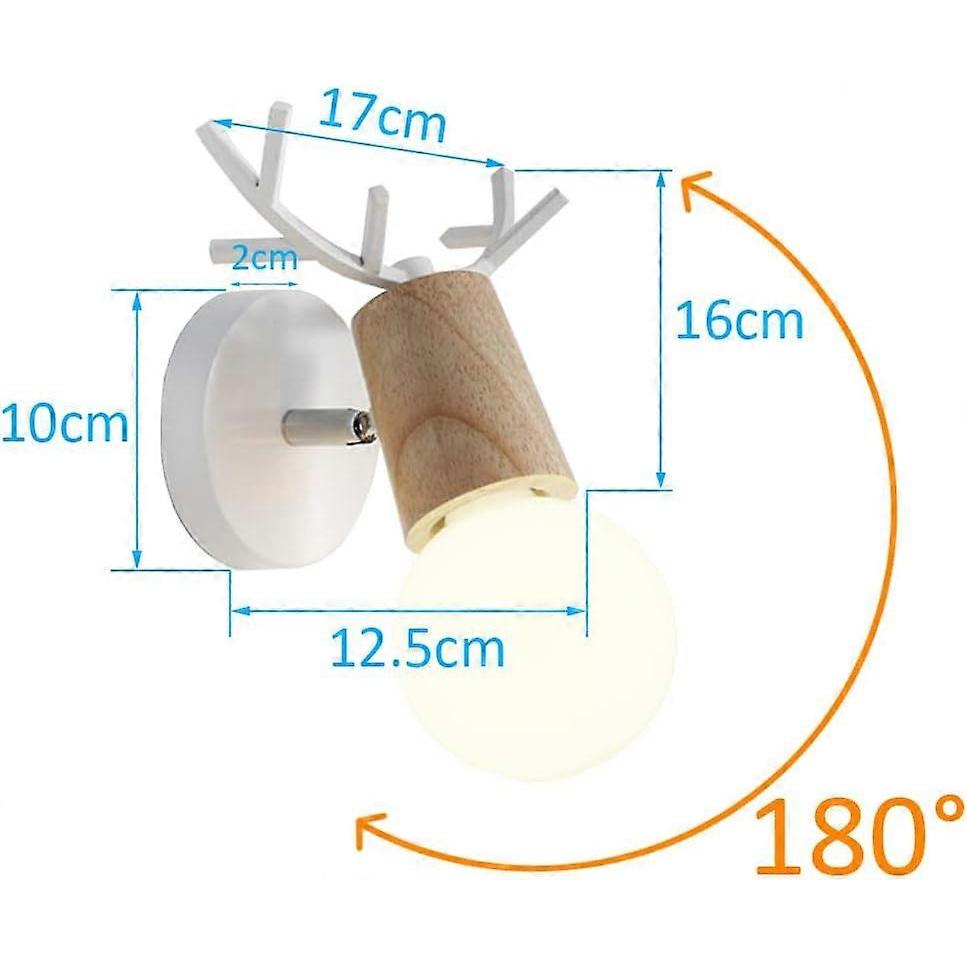 Set of 2 Modern Creative Wall Lamp Design Antlers Indoor Wall Lamp Wood and Metal Art Deco Wall Lamp (White)