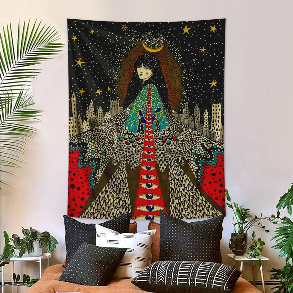 1pc Girl Floral Tapestry, Eye Tapestry, Hippie Psychedelic Retro Fun Cool Color Poster Wall Decoration