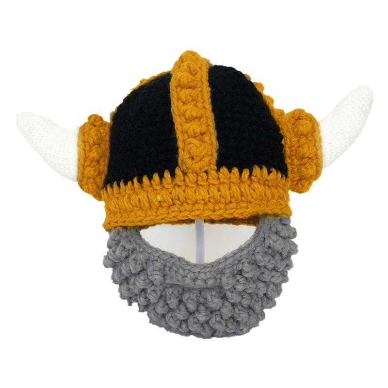 

Шапка зимняя родительско-детская корона рог шапка утолщенная шерсть мужская и женская взрослая детская шапка большая борода викинг смешная шапка One Size