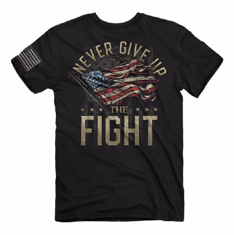 Never Give Up The Fight U.S. Flag Short Sleeve T-Shirt  NEW Fast Free Ship Unisex T-Shirt S