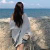 Thin Long Sleeve Sunscreen Shirt Woman Back Split Lace Up White Shirts Women Casual Loose Holiday Beach Blouse