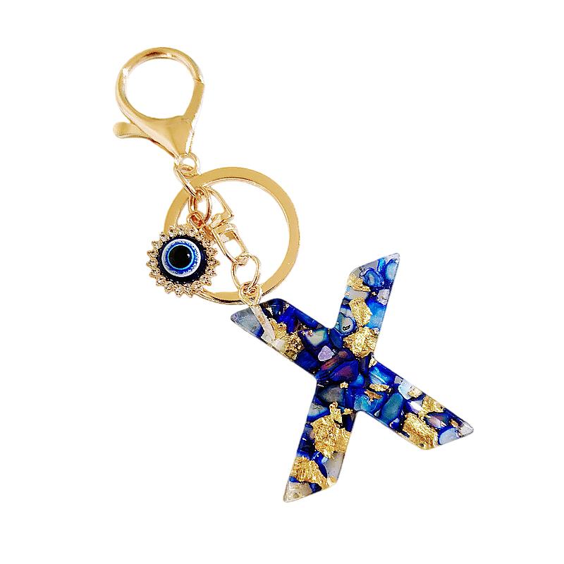 1PC Key Rings Stylish Alphabet Initial Charm Bags Eyes Fashion Resin Car Blue Phone Pendants Keychain