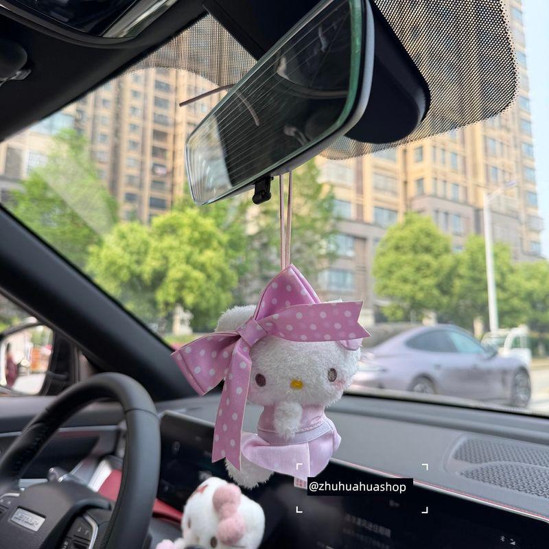 Cute Polka Dot Bow Kitty Car Seatbelt Shoulder Pad Car Decoration Interior Decoration Gift Polka Dot Bow Kt Car Charm