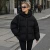 Womens Winter Hooded Puffer Coat Water-Responsive Leopard Print Loose Fit Thick Warm Cotton Jacket