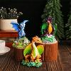 Resins Colorful Flower Dragon Miniature Figurine Ornament for Garden and Landscapes Office Home Desktop Cake Decoration