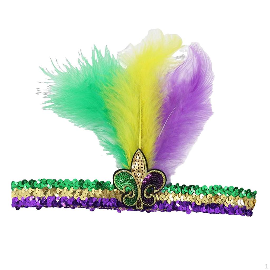 Mardi Gras Sequin Headband Elastic Adjustable for Party Carnival Supplies