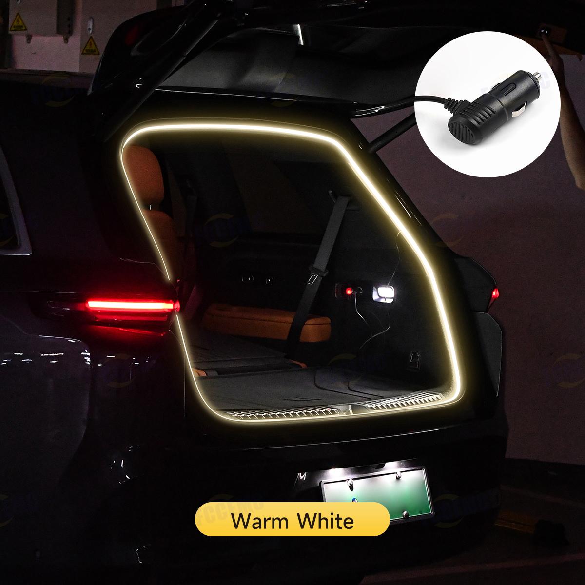 5m LED Car Trunk Lighting Strip With Cigar Magnetic Induction Modified Decorative Light For Tesla Model Y New Electric Vehicles теплый белый