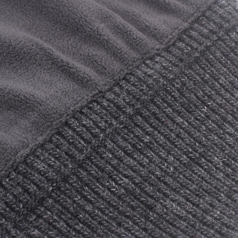 Wollmütze Herren Winter Skullies Beanies Britische Strickmütze Einfarbige Wollmütze Doppelschichtige Samtmütze