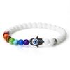 6mm 7 Chakra Beads Bracelets Lucky Evil Eye Hand Of Fatima Women Men Natural Lava Stone Agates Bracelet & Bangle Prayer Jewelry