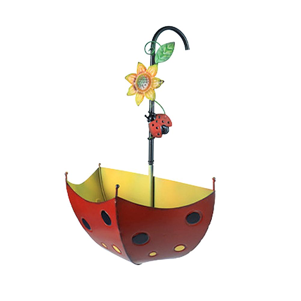 Umbrella Decorative Flower Pots Iron Art Wall Mounted Plants Vases Cartoon Easy Installation with Leakage Hole for Outdoor Patio