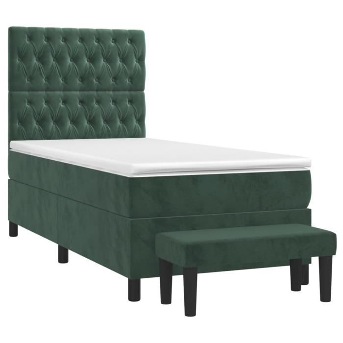 3137992 vidaXL Divan Bed and Mattress Dark Green 80x200 Cm Velvet