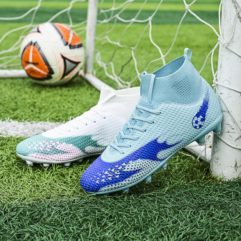 Football Shoes Boys Broken Nails Spikes Male Female Adult Student High Top Lawn Sneakers Competition Training Shoes