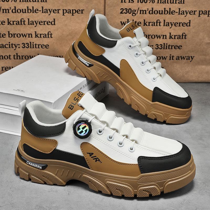 Fashion Autumn Men's Low-top Rotating Buckle Works Shoes Platform Casual Sneakers Fashion Brand Elastic Running Sports Shoes Zapatillas
