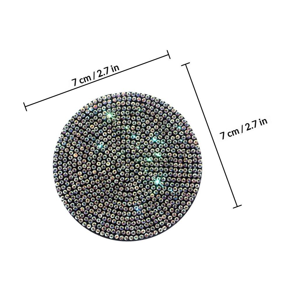 

2Pcs PVC Car Coasters Non-Slip Cup Holders for Vehicle Auto Interior with Rhinestone Decor Modern Compact Lightweight Design