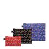 LOQI Zip Pouch Set Artist CollectionGLITTER POWERLOVE LIFE Blue, Black, Red Zip PocketsZP.LL