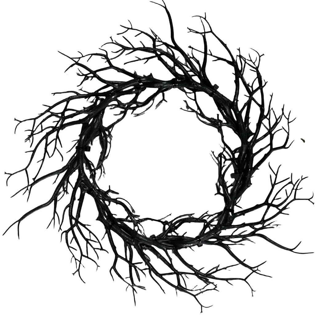 Halloween Indoor Décor: Black Withered Branches Wreath