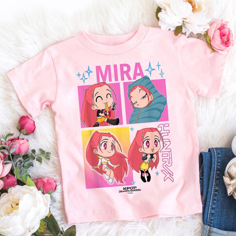 2025 Summer Kpop Demon Hunters T Shirt Kids Cartoon Anime Meme Print Clothes Round Neck Basic Grils Tops Casual Shirts Gift