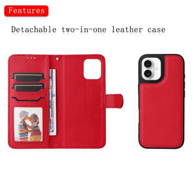 Für iPhone 17 Hülle 2 in 1 Abnehmbares Magnetisches Leder Portemonnaie Handyhülle mit Trageband